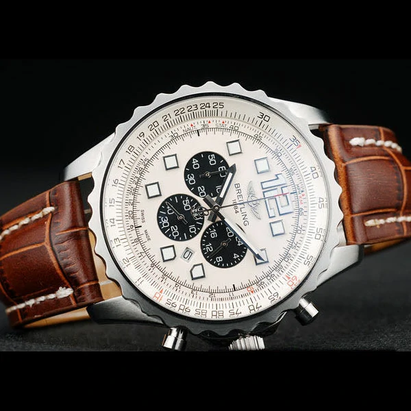 Breitling Navitimer Brown Leather Strap White Dial new58698