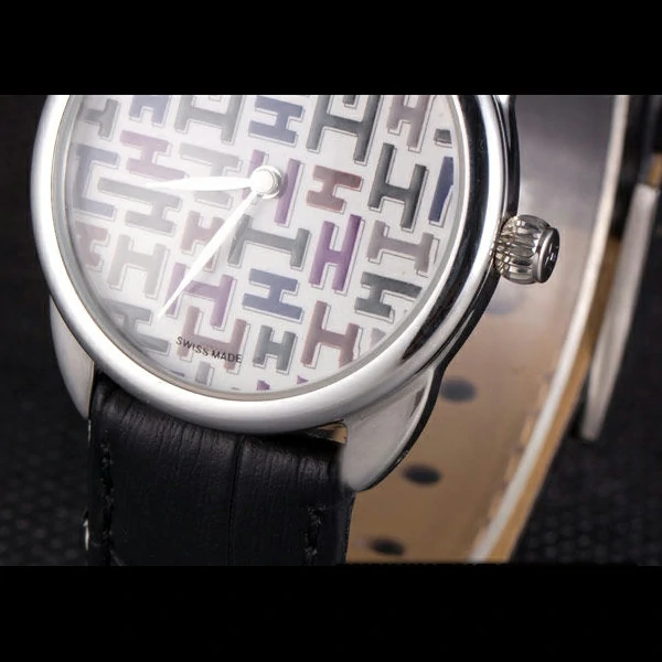 Hermes Classic Croco Leather Strap Multicolor Patterned Logo Dial new59413